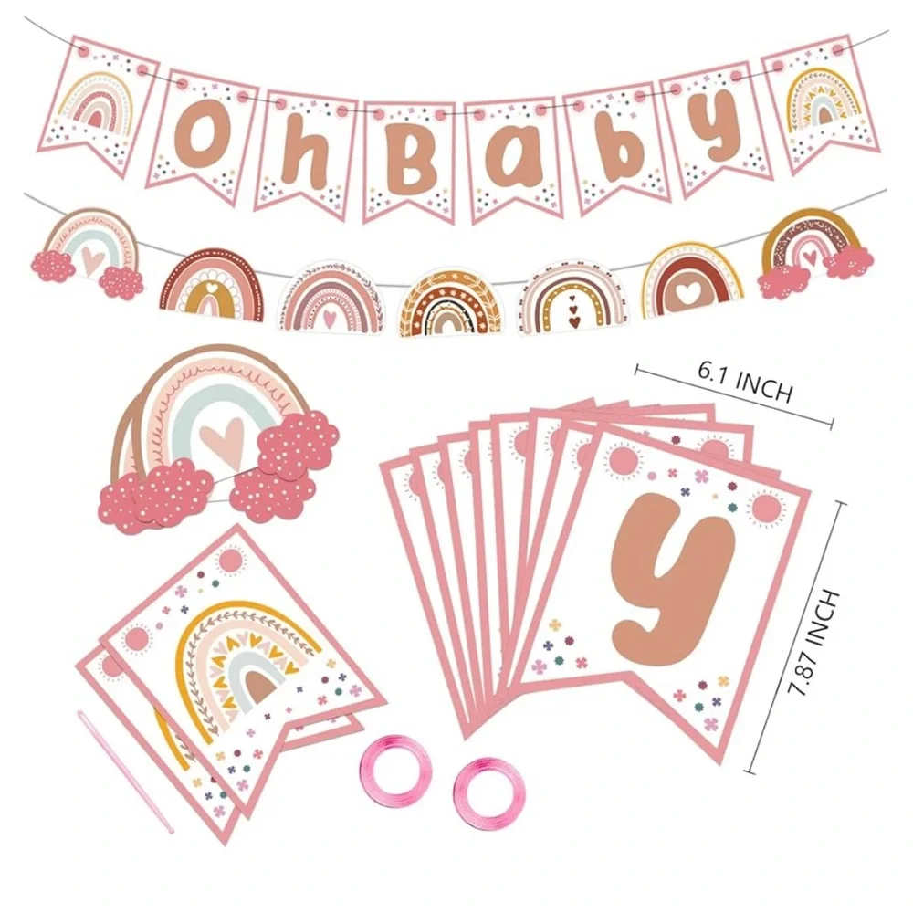 Boho Rainbow Baby Shower Decorations- Oh Baby Rainbow Baby Shower